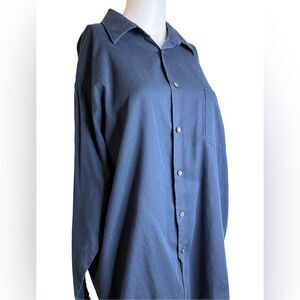 Geoffrey Beene Regular Fit Button Down Dress Shirt Blue Size 17
